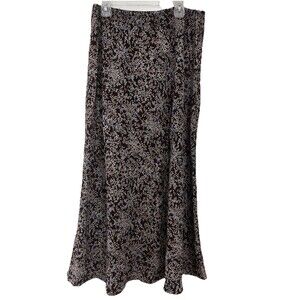 Twyla & Blue Floral Midi Skirt Fit Flare 100% Rayon Elastic Waist Large